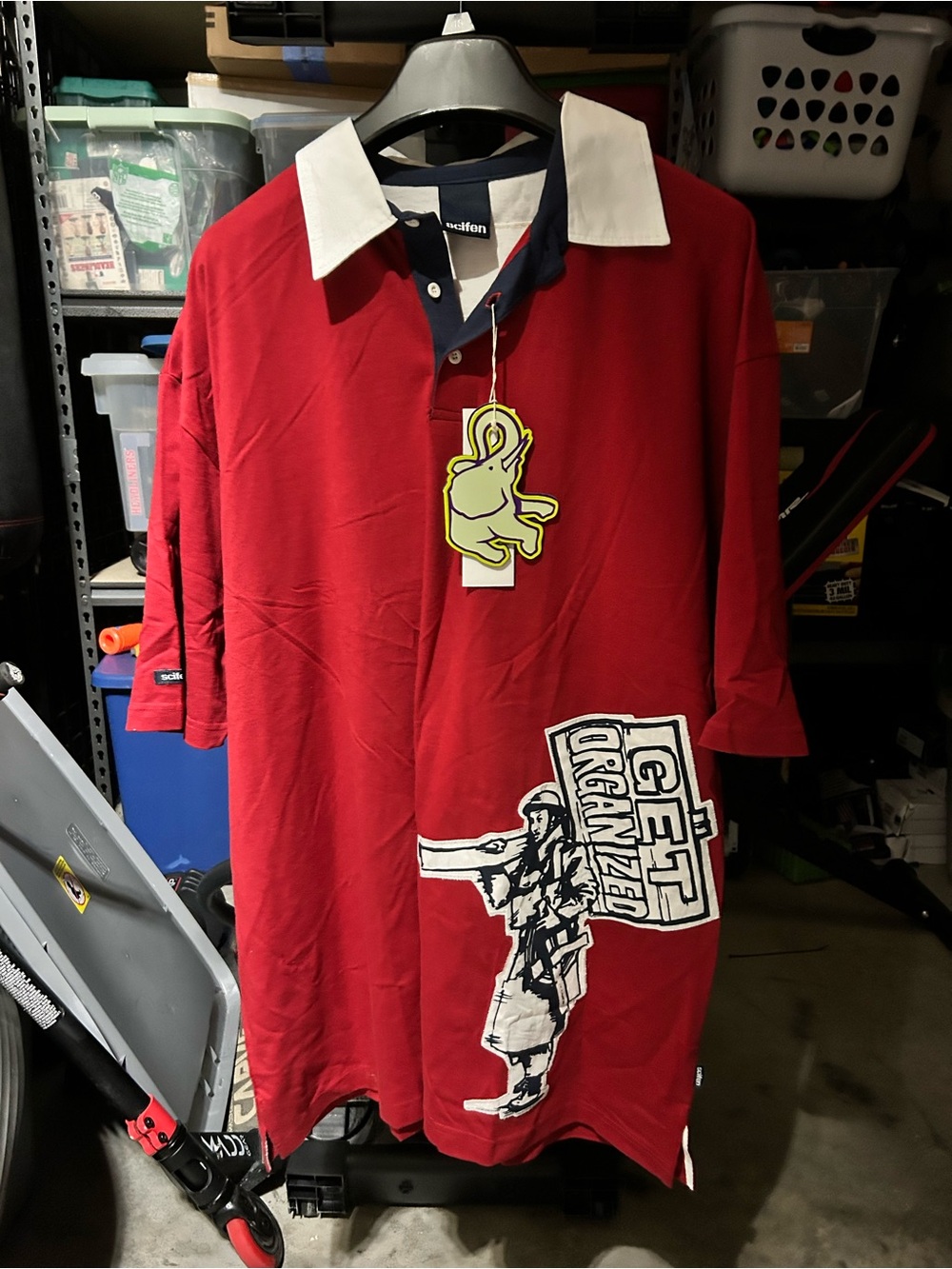 NWT Vintage Y2K Scifen Comrades 3XL Rugby Polo Shirt Get Organized Hip Hop
